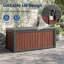 Coffre de terrasse 120 gallons en résine noyer cognac avec finition aspect bois