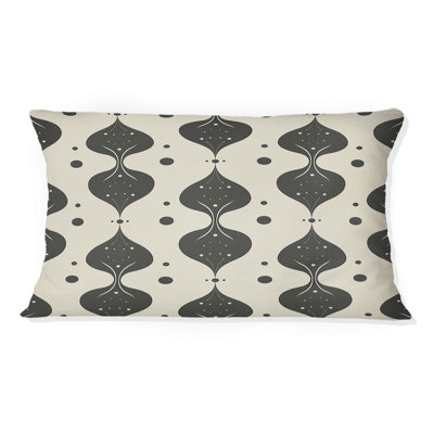 Coussin lombaire Mid-Century noir et beige