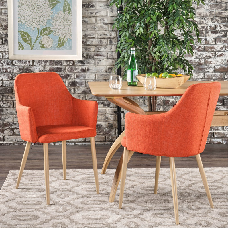 2 chaises de salle à manger modernes Mid-Century, orange pâle, noyer, 2 chaises Mid-Century, pieds