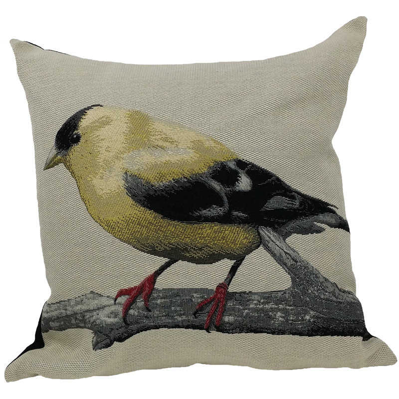 Coussin décoratif brodé finch oiseau