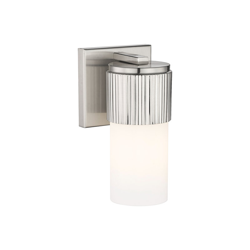Applique murale 1 lumière 12 "Bolivar, Blanc mat, H 7,5 po x l 5,1 po x P 4 po, Nickel satiné