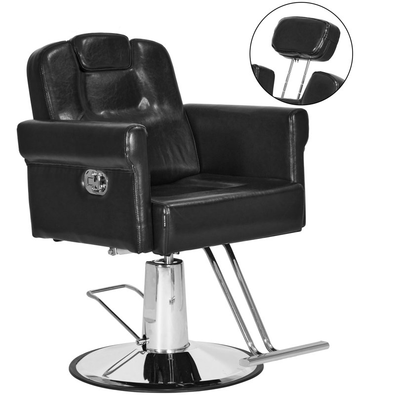 Polar Aurora Recliner Barber Chair with Removable Headrest,Adjustable Height 360 Degrees Swivel
