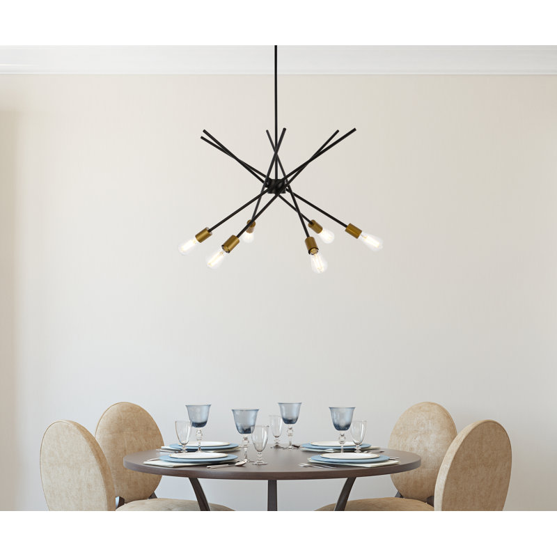 Elena 6 - Light Black Pendant, Black/Brass