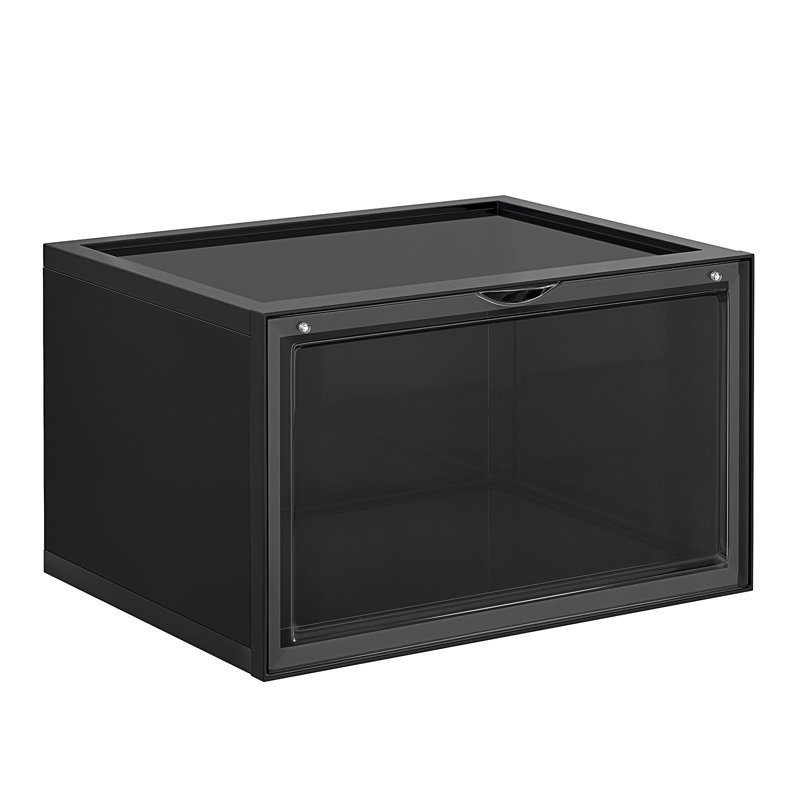 6 Pair Stackable Shoe Storage Box, Black