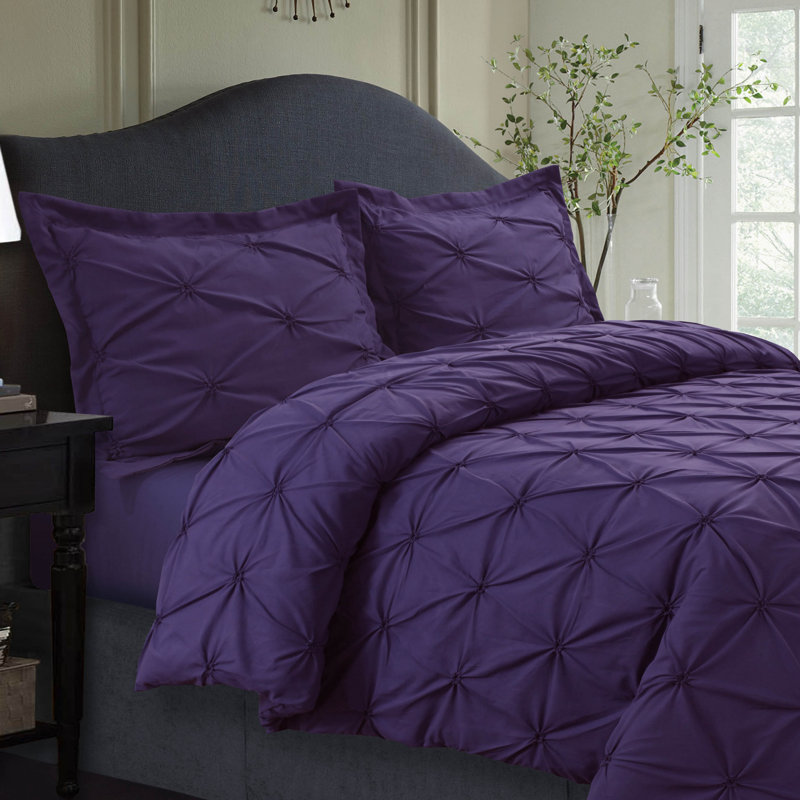 Modern & Contemporary Polyester Duvet Cover, King Duvet Cover + 2 King Shams, Gray