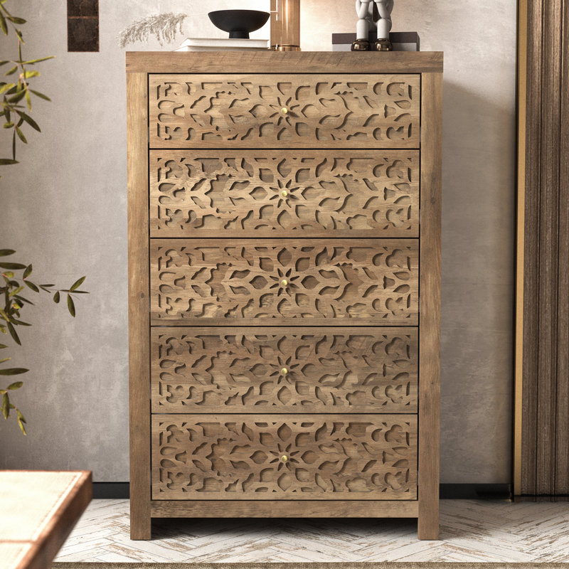 Commode à cinq tiroirs, Chêne noueux