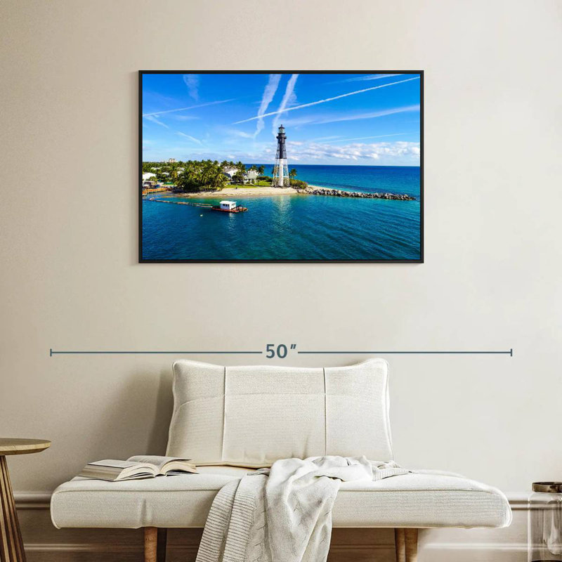 Florida Lighthouse Point, Cadre flottant noir, 37 po x 25 po