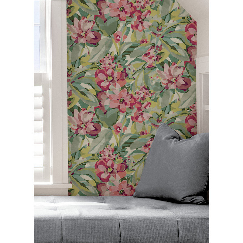 Papier peint adhésif Heather Belles Fleurs, Rouge, vert, pourpre
