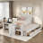 Multifunctional Wood Platform Bed With Desk And Storage Shelves, Built-in Trundle And 3 Drawers-2026735977
