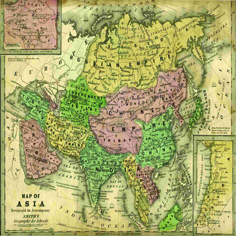 " Map Of Asia ", 20" H x 20" W