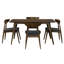 Ensemble de table de salle à manger, 1 table, 4 chaises, structure en bois d'hévéa, dossier ergonomique