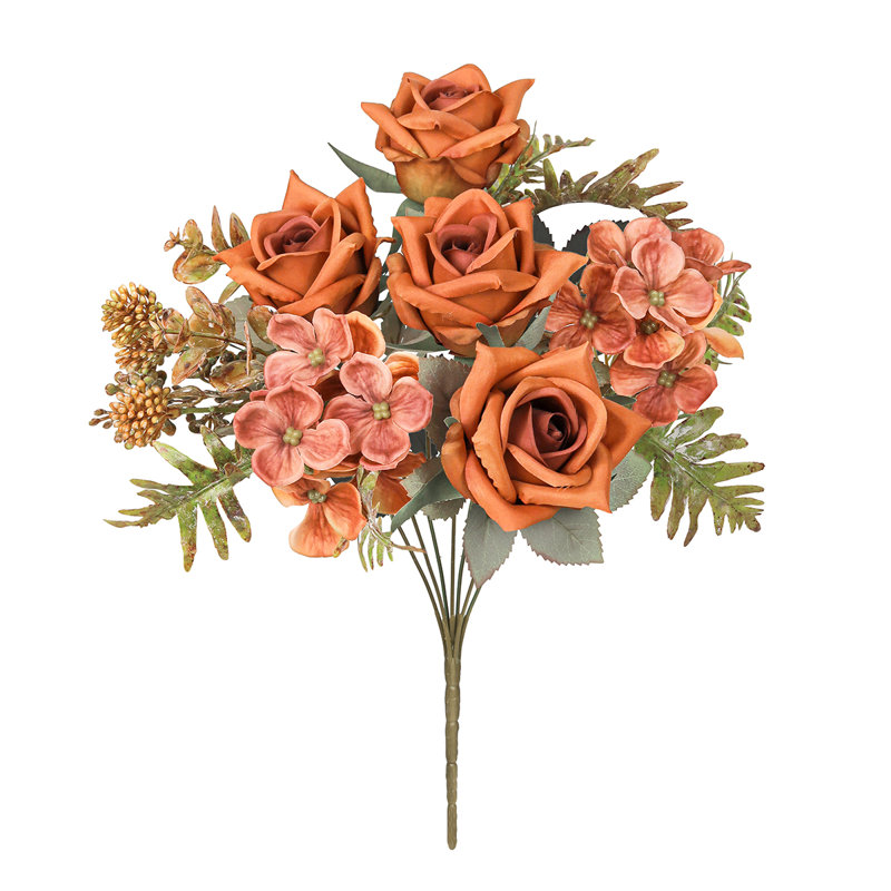 Bouquet de tiges de baies et de hortensias artificiels, Orange brun
