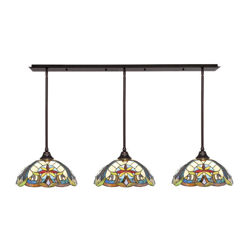 Luminaire suspendu linéaire 3 lumières 3 lumières, Bronze huilé