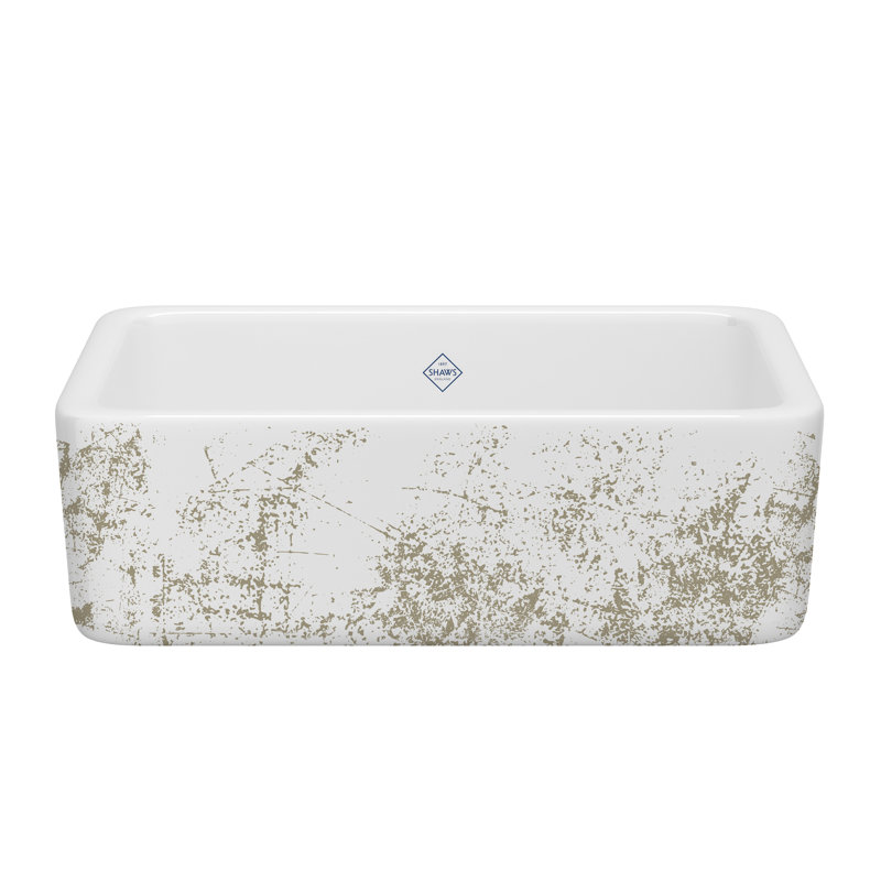 Lancaster 30" Single Bowl Farmhouse Apron Front Fireclay Kitchen Sink With Metallic Design, Metallic Gold