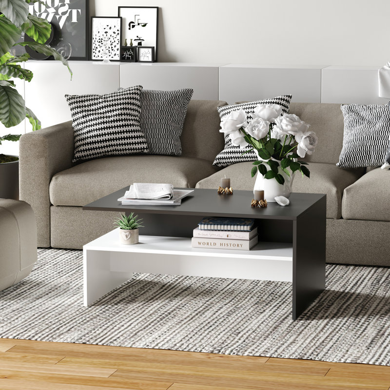 Apeton Single Coffee Table, White, Black