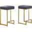 Tabouret de comptoir en similicuir gris de 25 po de hauteur sans dossier avec base dorée (ensemble de 2)-129234563-129234564