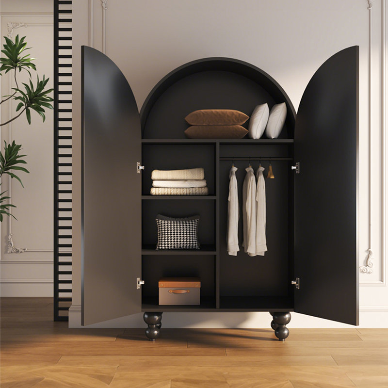 Orange low-legged storage cabinet