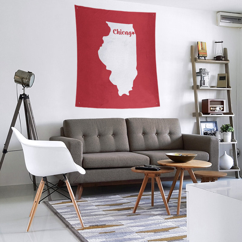 Tapisserie de Chicago, Illinois, H 80 po x l 68 po, Rouge