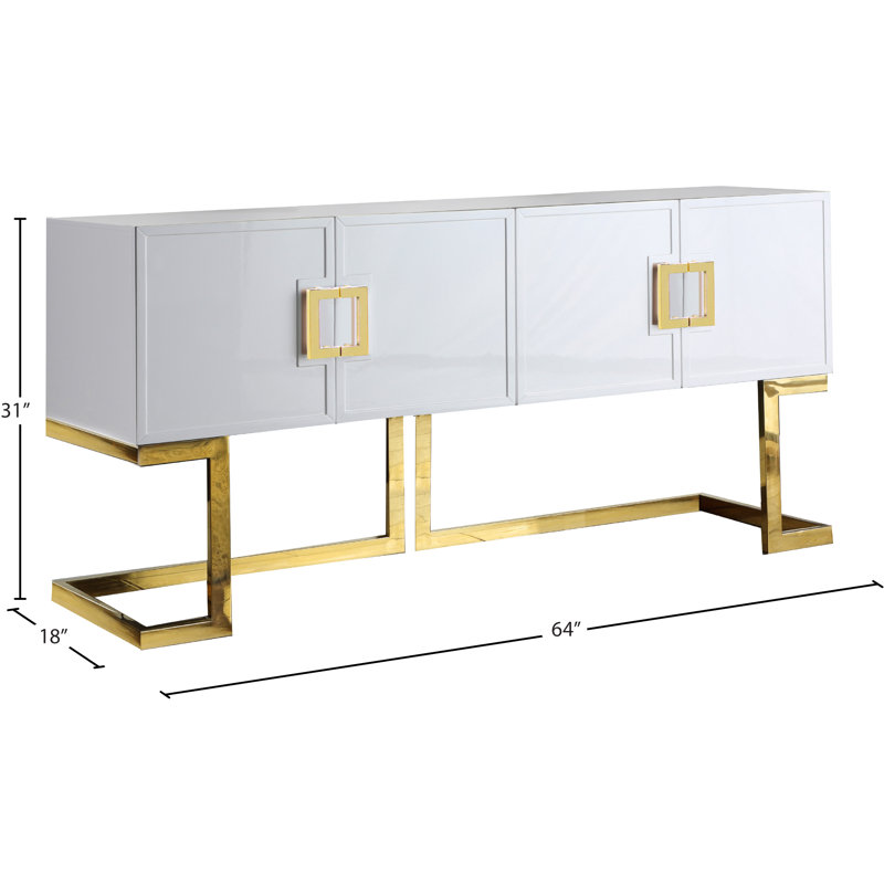 Beth 64" Wide Sideboard, Gold/White