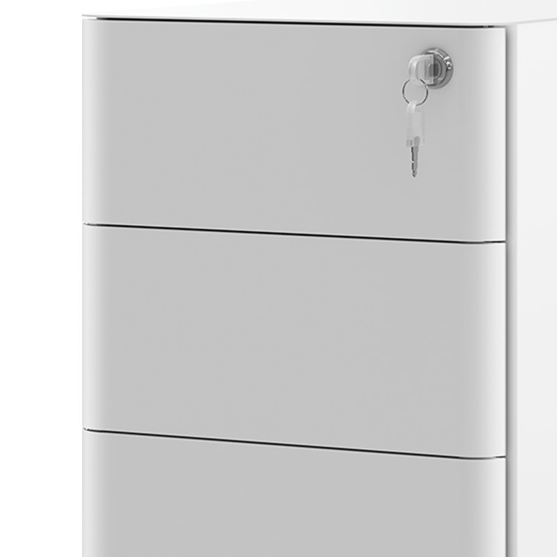 30cm Wide 3 -Drawer Mobile Steel File Cabinet, White