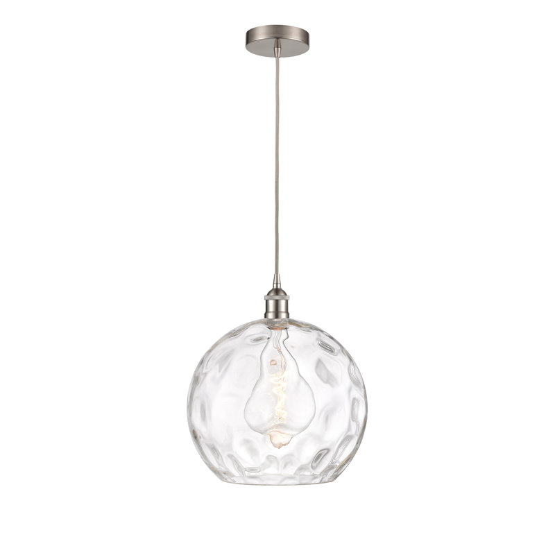 Luminaire suspendu simple à 1 lumière Ralph, H 15,88 po x l 13 po x P 13 po, Nickel satiné brossé