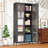 Large Metal Storage Cabinet With 4 Glass Doors And 5 Shelves, Waffle-Grids Tempered Glass For Modern Home Decor