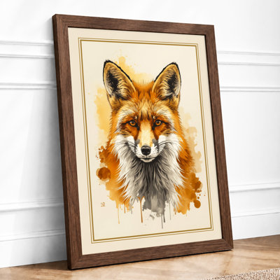 Fox Portrait in Watercolour Boho - Framed Print