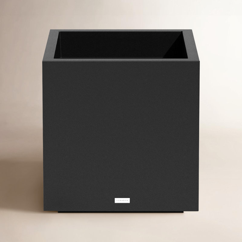 Block Series Cube Planter, 18.25" H x 17" W x 17" D, Black