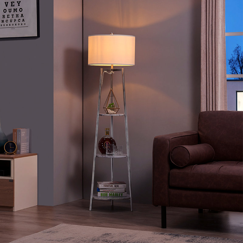 Lampe sur pied colonne 59 po Snowhill, Nickel brossé