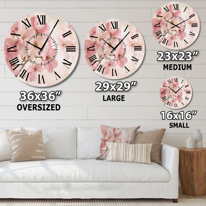 Horloge murale Spring Cherry Blossom Drift - Asian, Médium