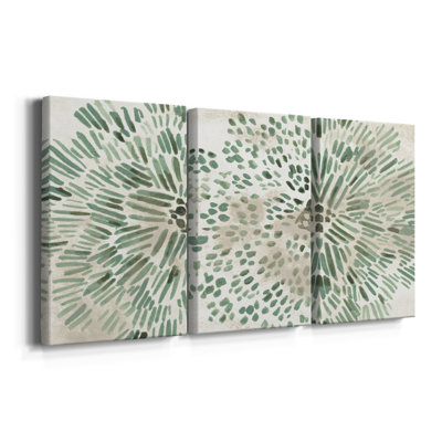 Green Flowerhead I - Toile tendue avec châssis sur mesure - 3 pièces