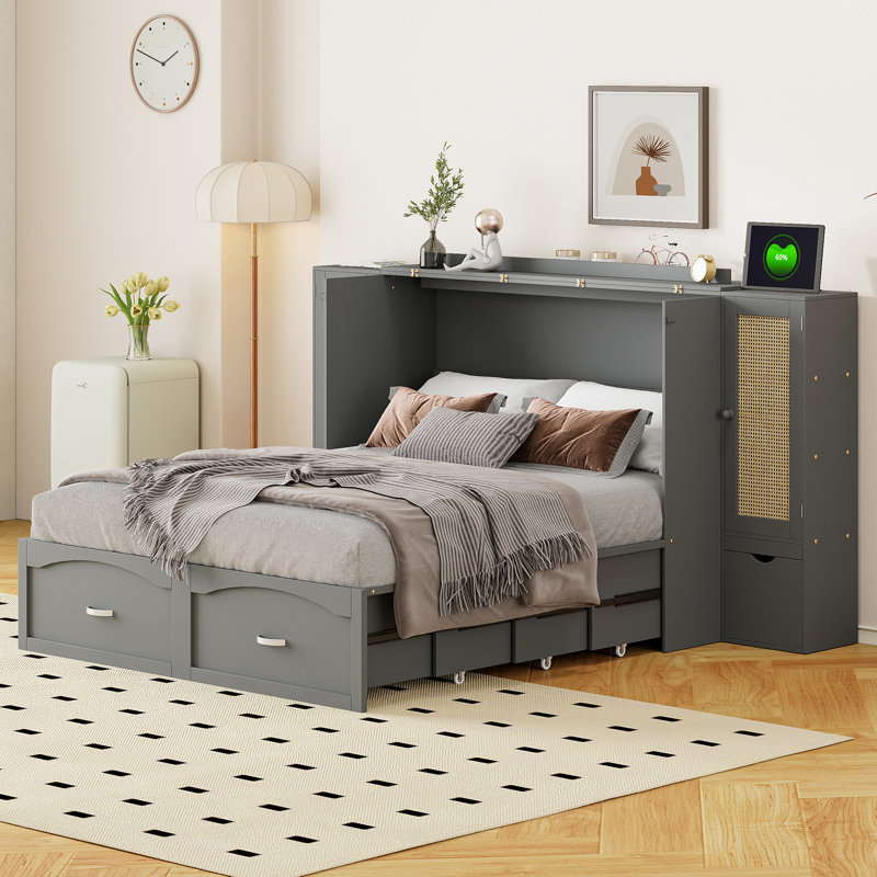 Damarco Murphy Bed, Gray, Full