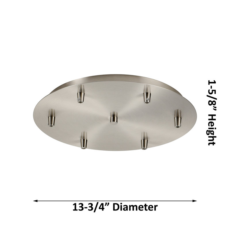 Caius - Luminaire suspendu 6 lumières à cordon, Laiton brossé, Blanc, H 132,88 po x l 15,75 po