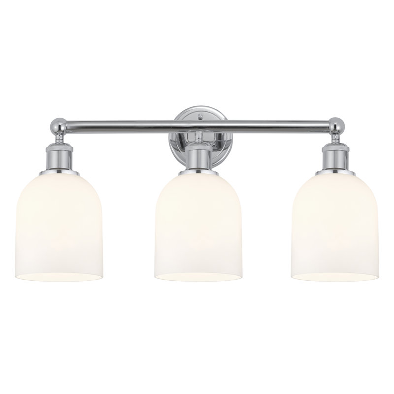 Abat-jour de salle de bain 3 lumières Edison Allysson, Blanc lustré, Chrome poli