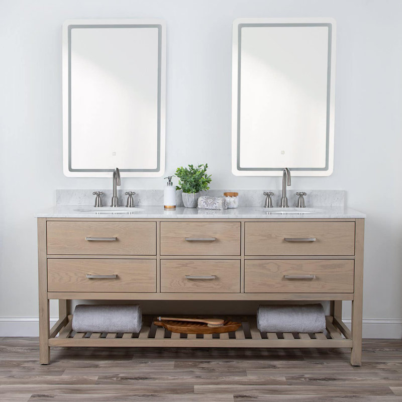 Meadowbrook 72'' Double Bathroom Vanity with Marble Top