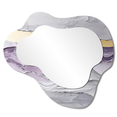 Lavender And Stones Transitional Horizon I - Transitional Cloud Decorative Wall Mirror, Modern Vanity Mirror, Printed on Metal