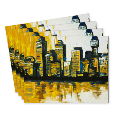 Yellow City Polyester Orlane Set of 4 | Home Decor Essential