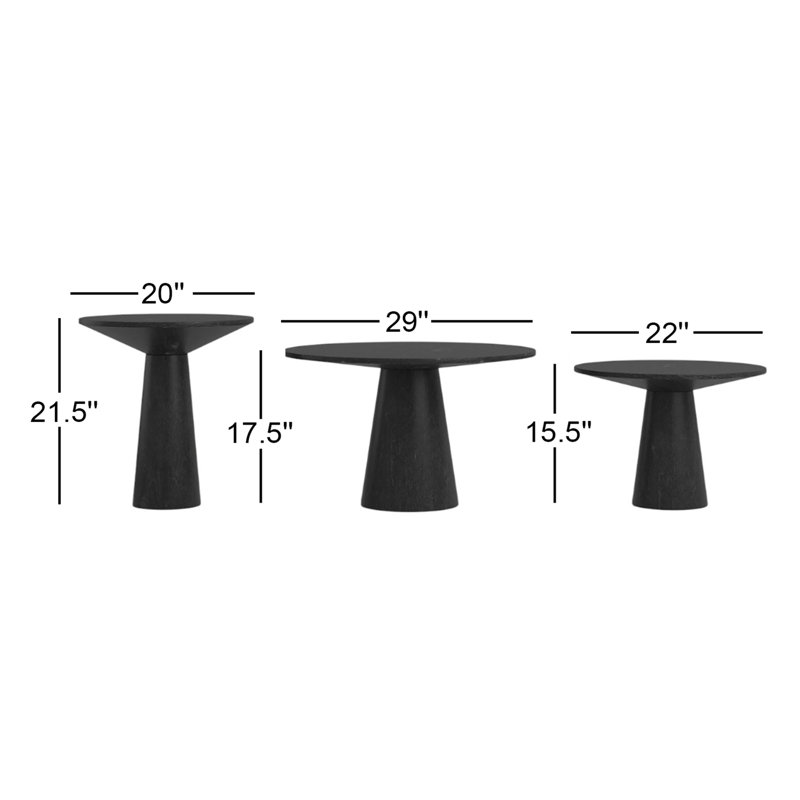 Ensemble de tables basses 3 pièces Astraea, Noir