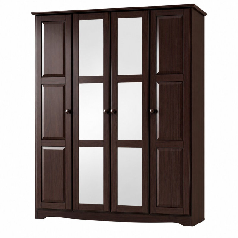 Armoire-penderie 100% bois massif Arieyana, Café