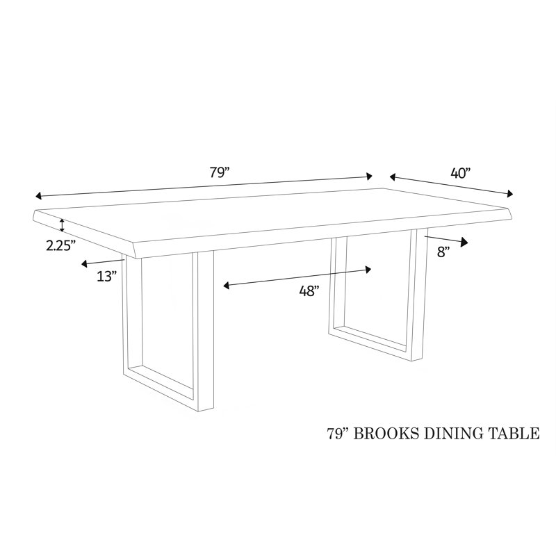 Brooks Dining Table, Americano, Brass, 29.75"H x 79"L x 40"W