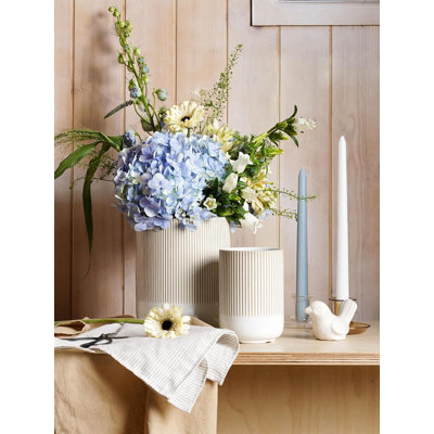Porte-ustensiles pour comptoir de cuisine, organisateur de vaisselle en céramique cannelé pour comptoir 7,3 po + 5,4 po, grand support pour spatules, cuillères, ensemble de 2, glacis blanc chaud