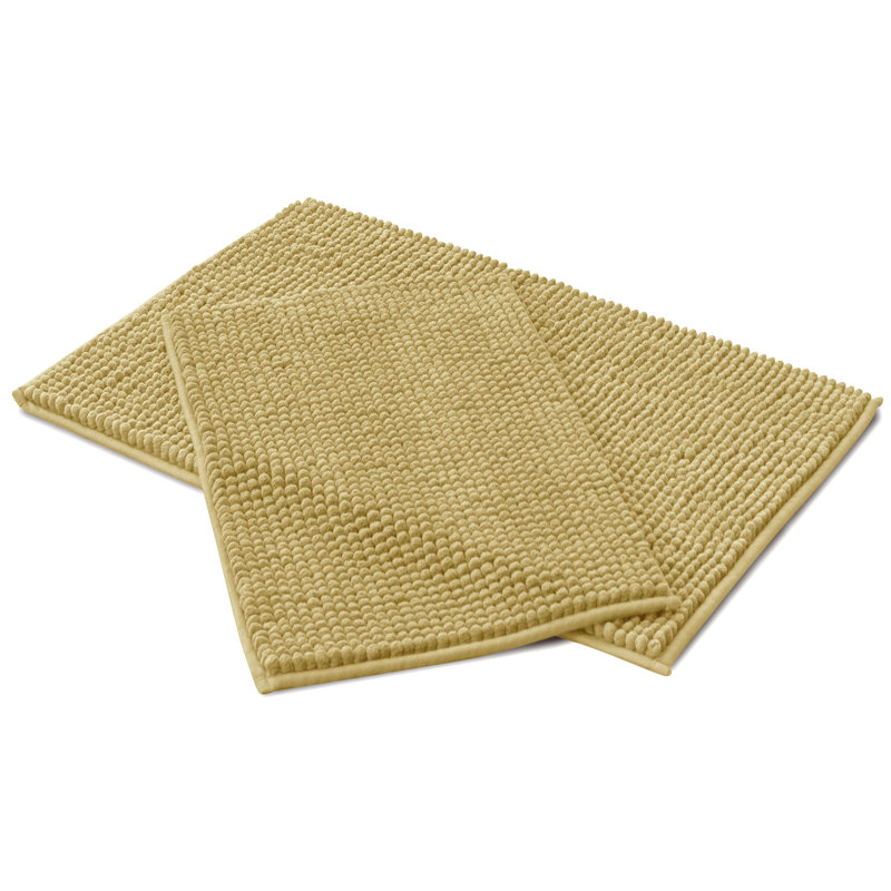 Ensemble de tapis pour salle de bain ultra doux en microfibre absorbante, L 32 po x l 20 po, ensemble de 2, Beige