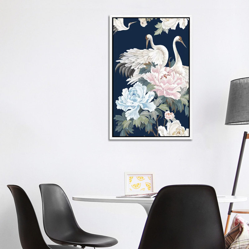 Pearly White Cranes I 1 Piece Painting on Canvas, 101.6cm H x 66.04cm W x 3.81cm D, White Framed