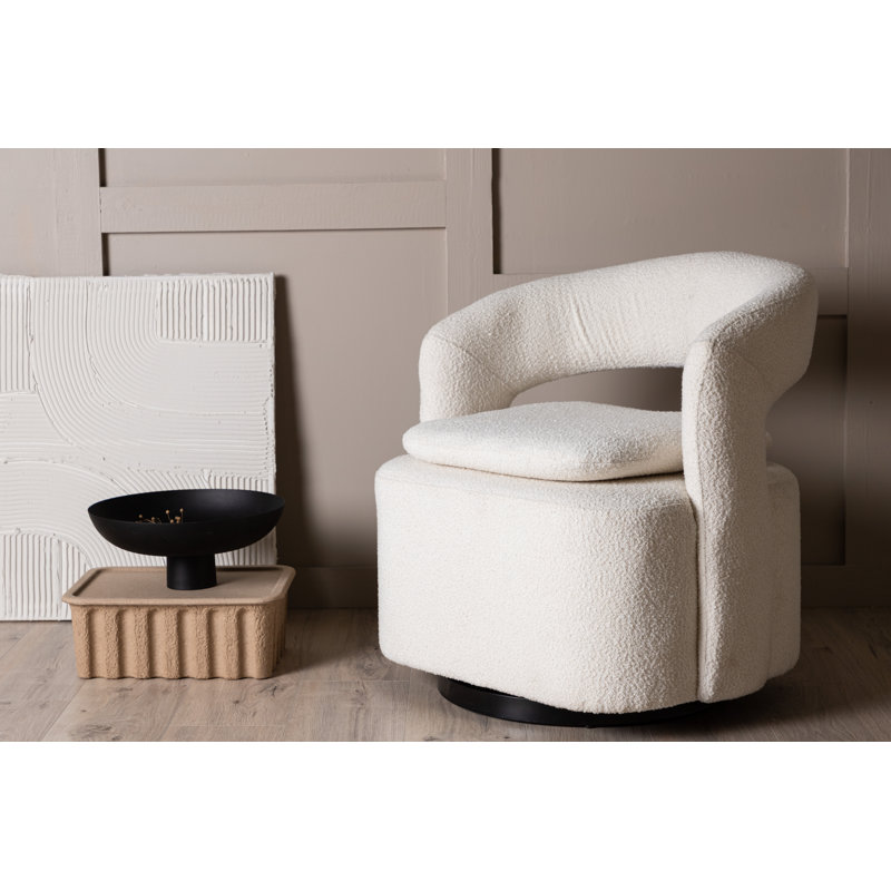 Rhianne Upholstered Barrel Chair, White