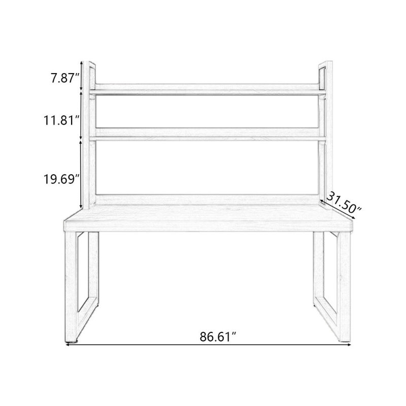 Bureaux rectangulaires en bois massif noyer clair, H 29,53 po x l 86,61 po x P 31,5 po
