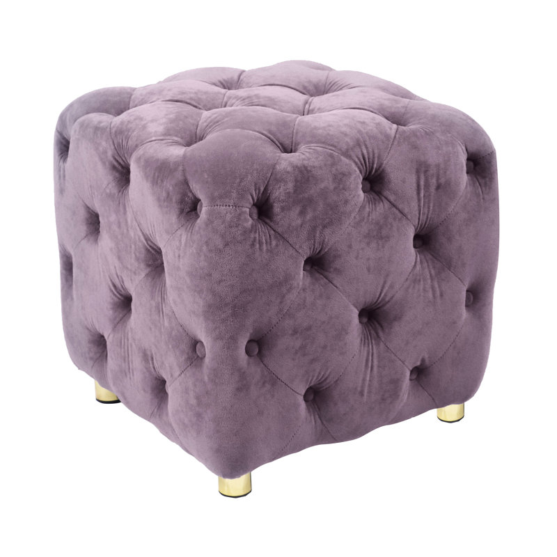 Exquisite Purple Velvet Bedroom Foot Rest Stool - High Foam, Relaxing Living Room Storage Chair Frame, Versatile Use, Purple
