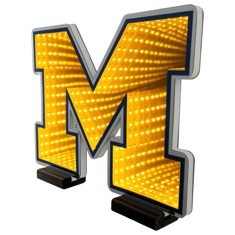 Éclairage de logo à DEL Infinity de Sport Michigan de la NCAA - Effet de lumière 3D, affichage acrylique avec prise UL et support