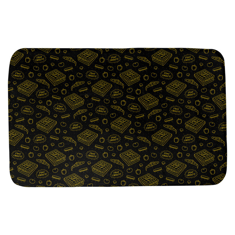 Tapis pour salle de bain Avicia, l 21 po x L 34 po, Noir / Jaune
