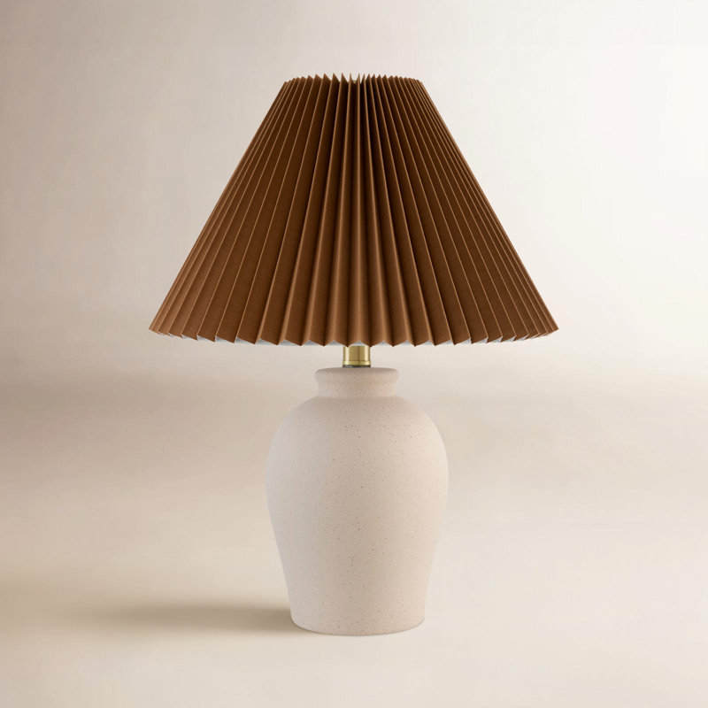 Lampe de table Chemise, Shell, Brun, Parchemin