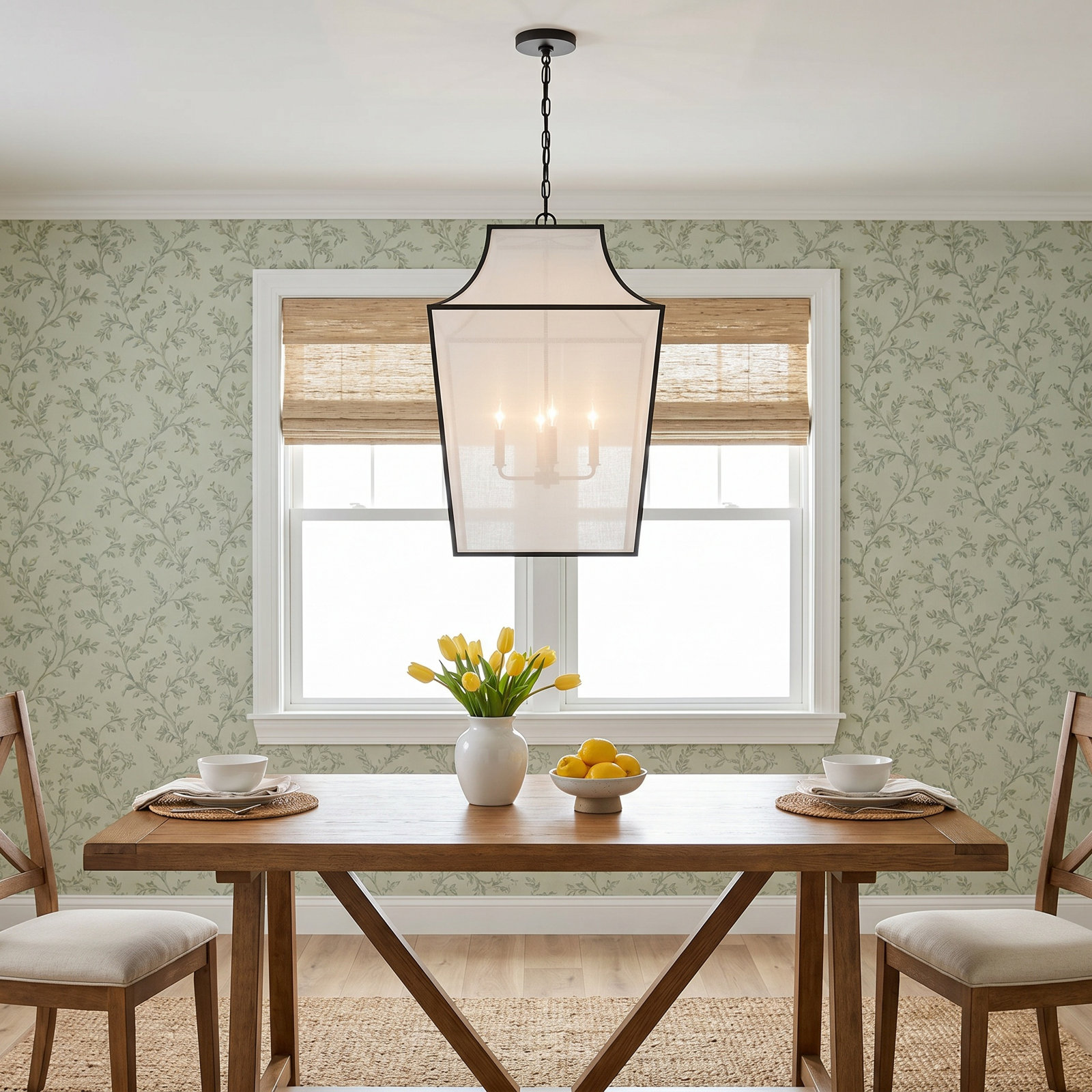 Arnio Linen Steel Dimmable Pendant, 37.88" H x 22" W x 22" D